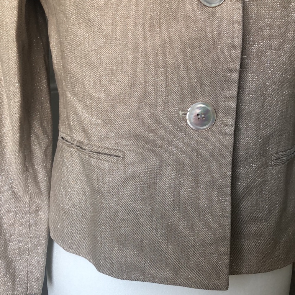 TALBOTS Women’s beige/gold metallic blazer - Picture 3 of 8